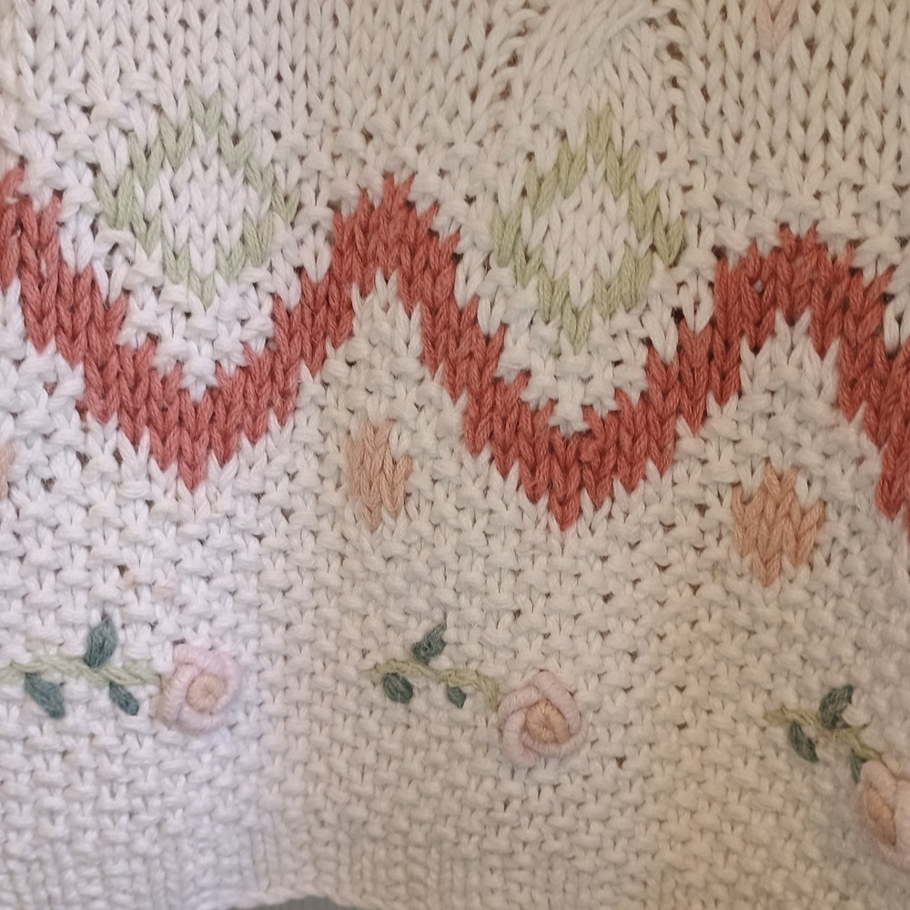 Vintage Jennifer Reed Cottagecore Grandpa Sweater Embroidered Chunky L Hong Kong - Picture 5 of 12